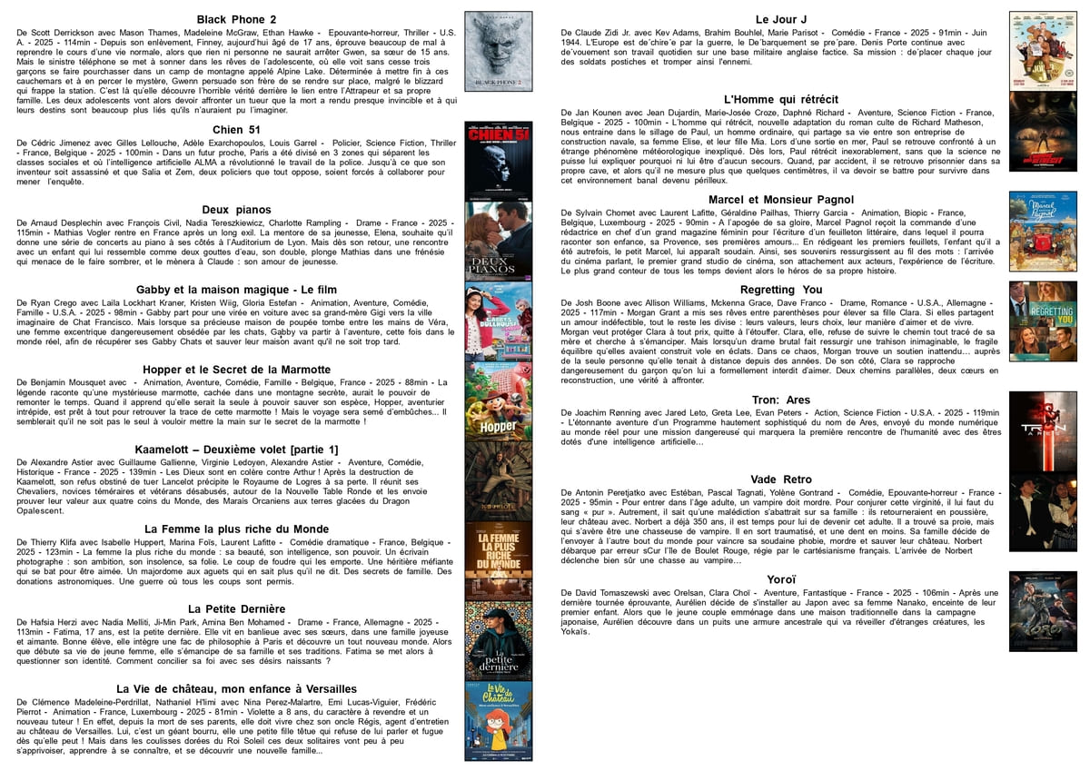 Programme cinéma de Ham novembre 2025