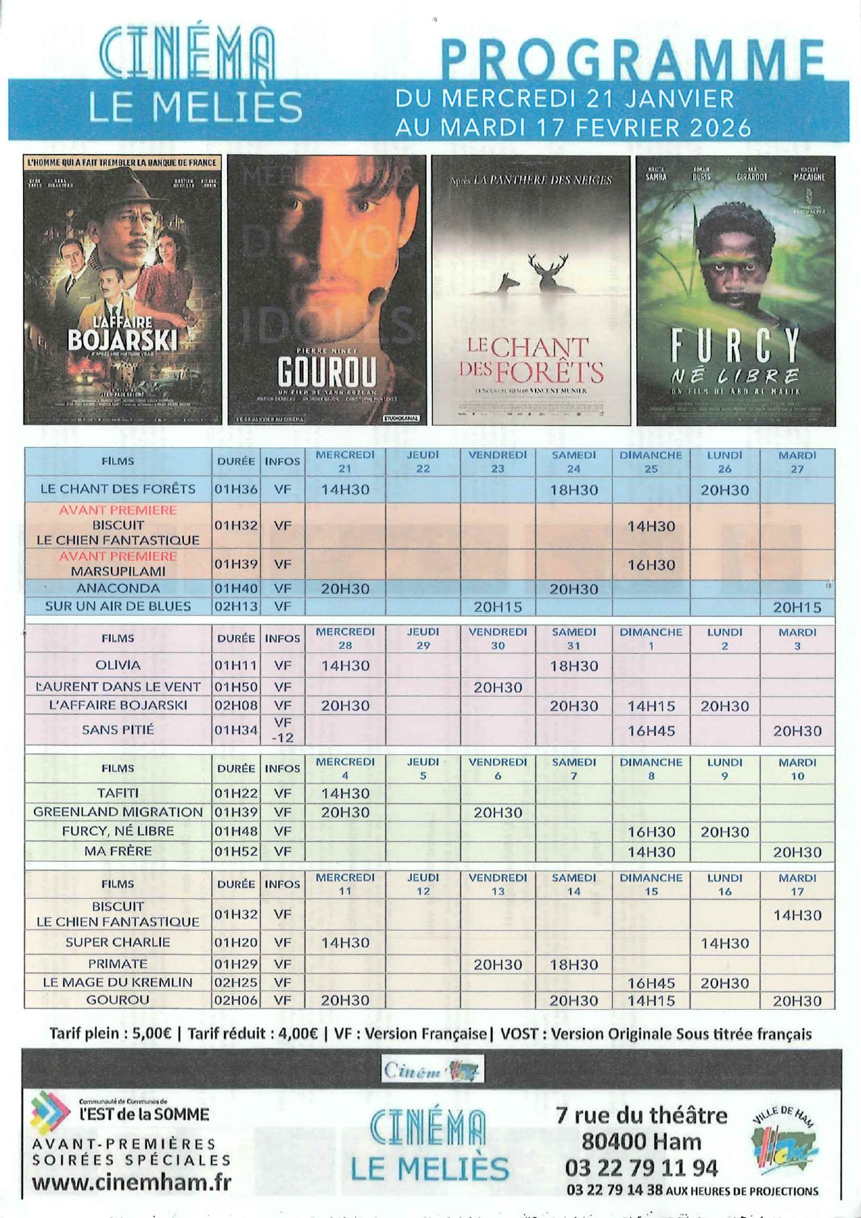 Cinéma Le Méliès - Programme du 21.01.2026 au 17.02.2026