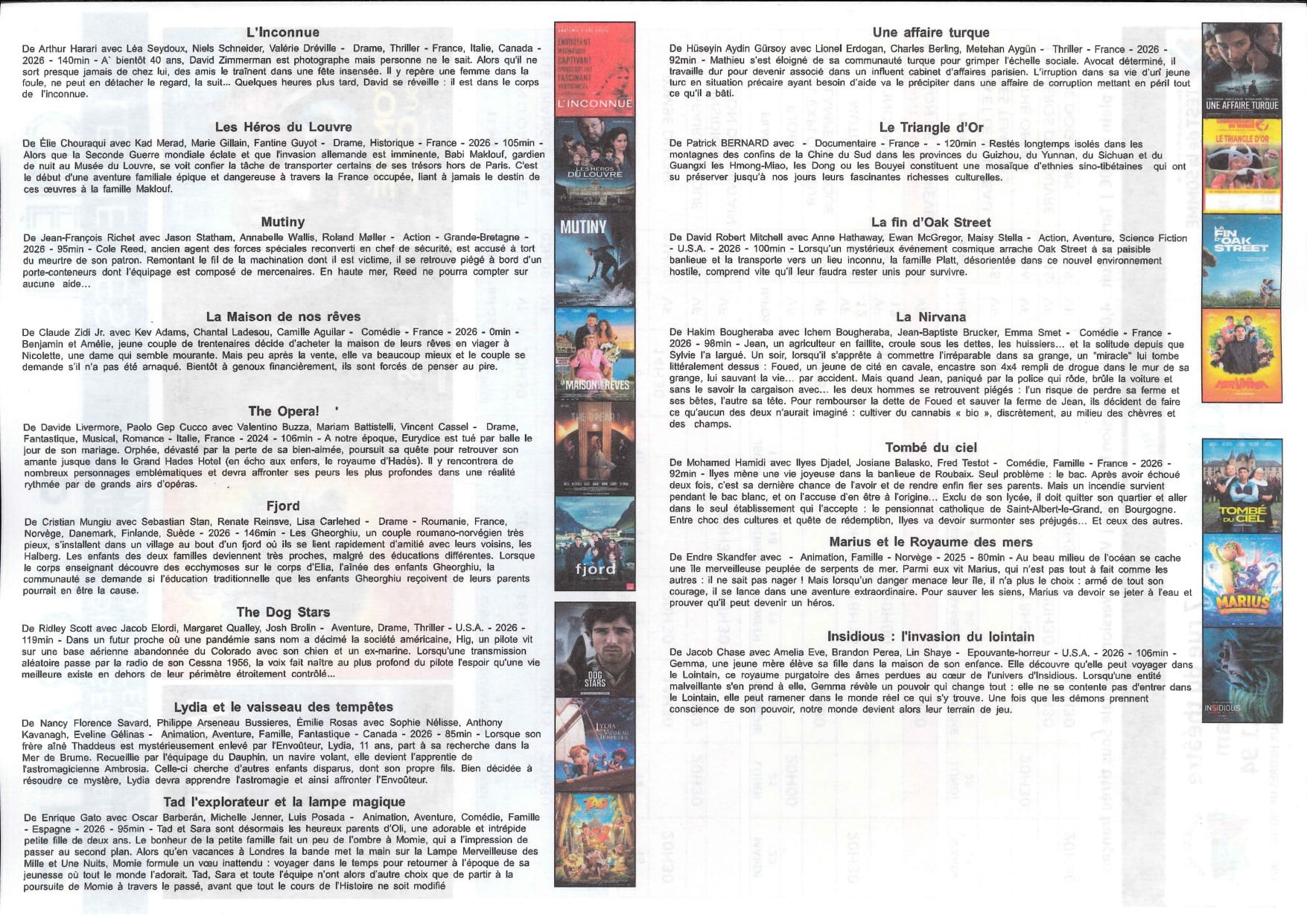 Programme cinéma de Ham Septembre 2026